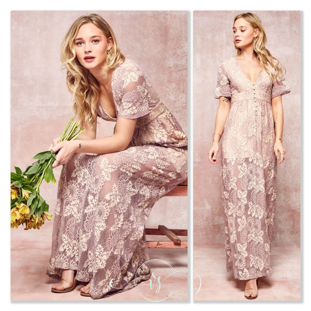 Last One❗Floral Lace Maxi Dress - Picture 2 of 7